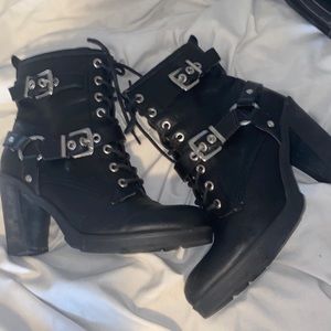Black leather boots